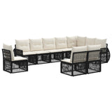vidaXL Tuinbank Set 11 pcs Zwart en Crème Wit poly rattan