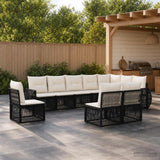 vidaXL Tuinbank Set 11 pcs Zwart en Crème Wit poly rattan