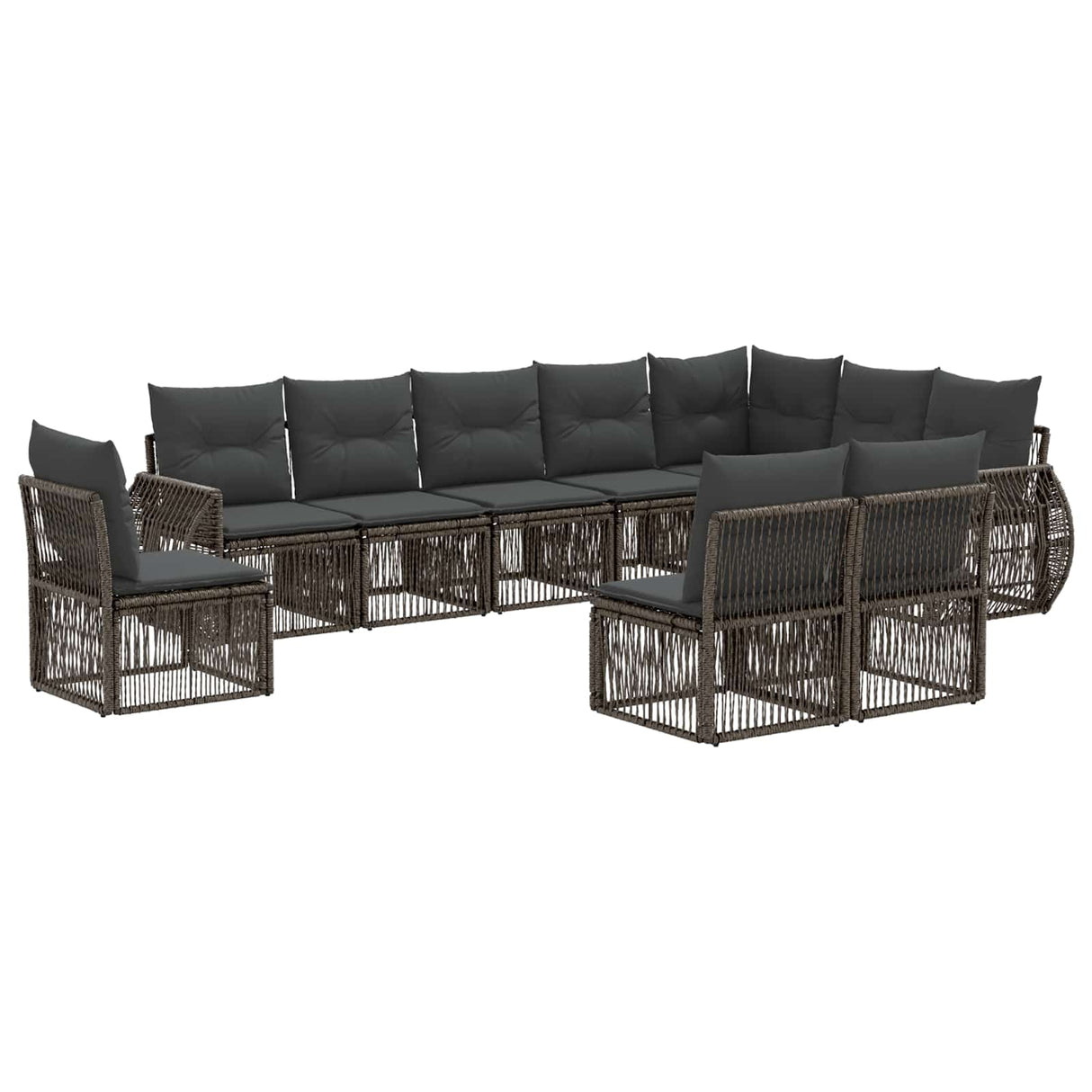 vidaXL Tuinbank Set 11 pcs Zwart en Crème Wit poly rattan