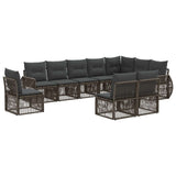 vidaXL Tuinbank Set 11 pcs Zwart en Crème Wit poly rattan
