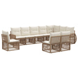 vidaXL Tuinbank Set 11 pcs Zwart en Crème Wit poly rattan