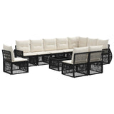 vidaXL Tuinbank Set 11 pcs Zwart en Crème Wit poly rattan