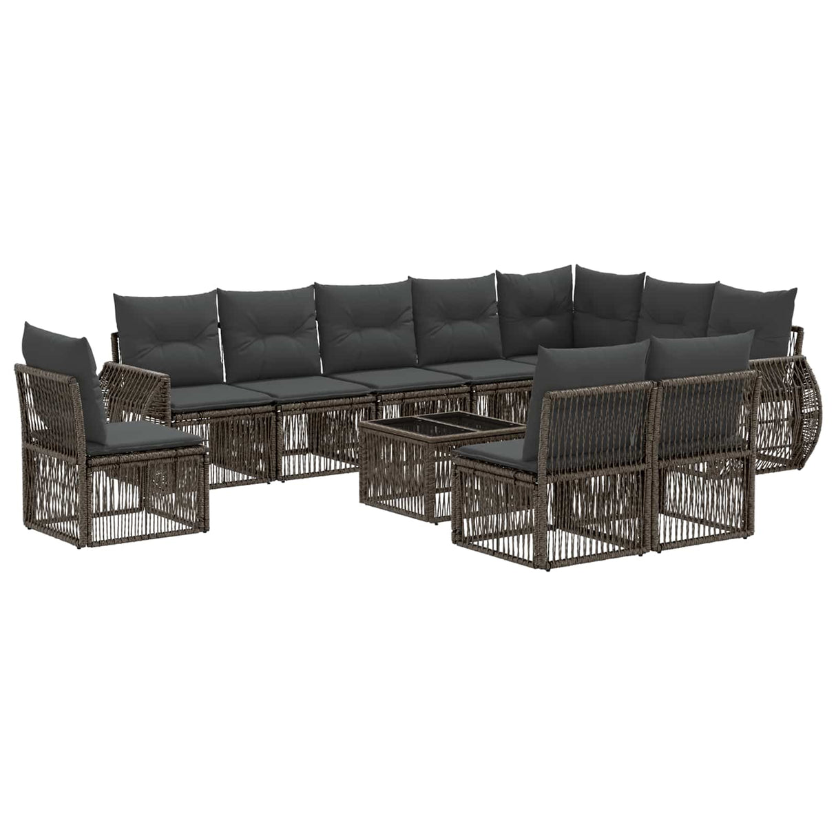vidaXL Tuinbank Set 11 pcs Zwart en Crème Wit poly rattan