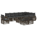vidaXL Tuinbank Set 11 pcs Zwart en Crème Wit poly rattan