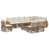 vidaXL Tuinbank Set 11 pcs Zwart en Crème Wit poly rattan