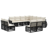 vidaXL Tuinbank Set 12 pcs Zwart en Crème Wit poly rattan