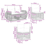 vidaXL Tuinbank Set 12 pcs Zwart en Crème Wit poly rattan