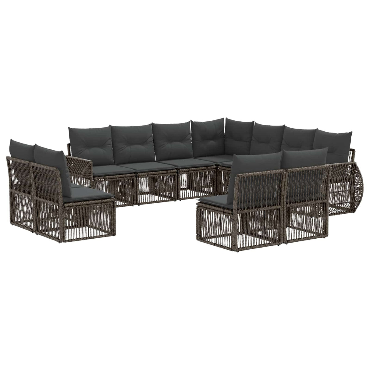 vidaXL Tuinbank Set 12 pcs Zwart en Crème Wit poly rattan