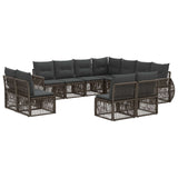 vidaXL Tuinbank Set 12 pcs Zwart en Crème Wit poly rattan