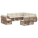 vidaXL Tuinbank Set 12 pcs Zwart en Crème Wit poly rattan
