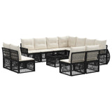 vidaXL Tuinbank Set 12 pcs Zwart en Crème Wit poly rattan
