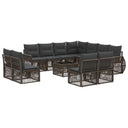 vidaXL Tuinbank Set 12 pcs Zwart en Crème Wit poly rattan