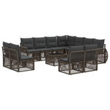 vidaXL Tuinbank Set 12 pcs Zwart en Crème Wit poly rattan