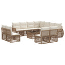 vidaXL Tuinbank Set 12 pcs Zwart en Crème Wit poly rattan