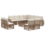 vidaXL Tuinbank Set 12 pcs Zwart en Crème Wit poly rattan