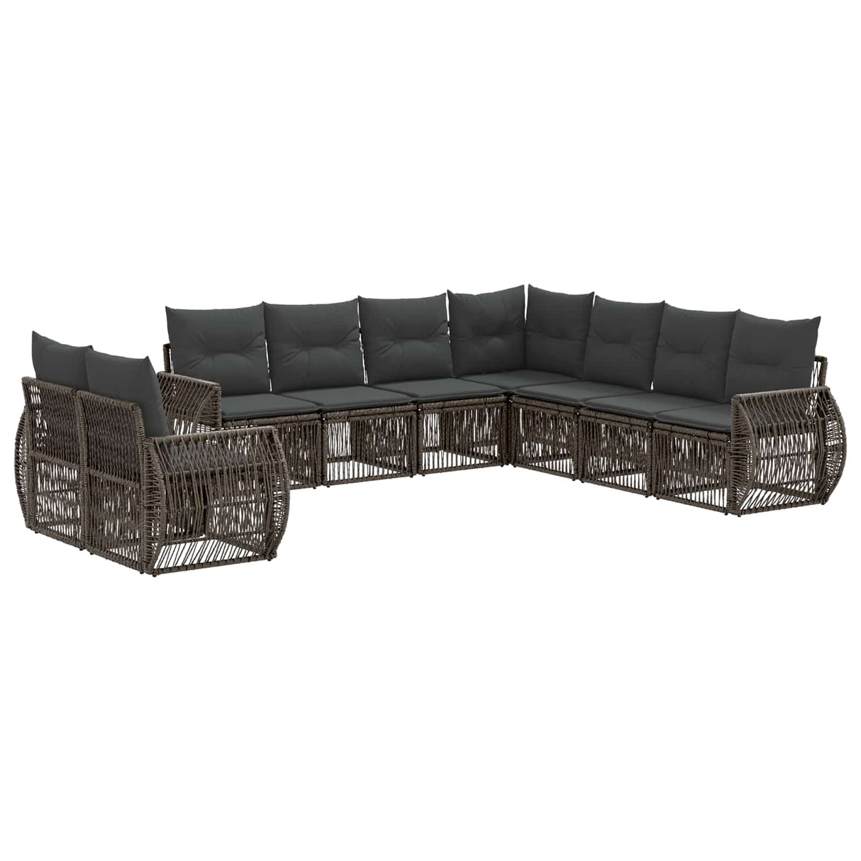 vidaXL Tuinbank Set 10 pcs Zwart en Crème Wit poly rattan