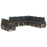 vidaXL Tuinbank Set 10 pcs Zwart en Crème Wit poly rattan