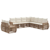 vidaXL Tuinbank Set 10 pcs Zwart en Crème Wit poly rattan