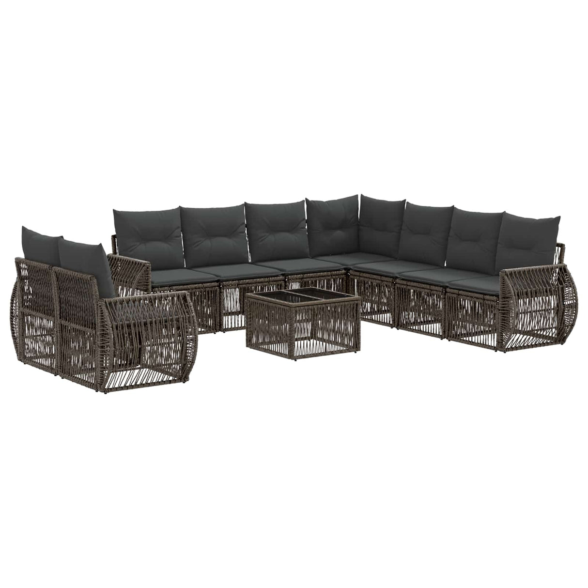 vidaXL Tuinbank Set 10 pcs Zwart en Crème Wit poly rattan