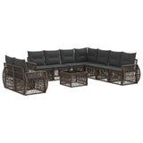 vidaXL Tuinbank Set 10 pcs Zwart en Crème Wit poly rattan