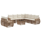 vidaXL Tuinbank Set 10 pcs Zwart en Crème Wit poly rattan