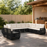 vidaXL Tuinbank Set 11 pcs Zwart en Crème Wit poly rattan