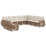 vidaXL Tuinbank Set 11 pcs Zwart en Crème Wit poly rattan