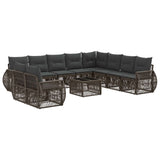 vidaXL Tuinbank Set 11 pcs Zwart en Crème Wit poly rattan
