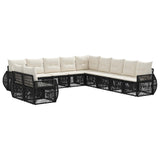 vidaXL Tuinbank Set 12 pcs Zwart en Crème Wit poly rattan