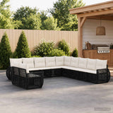 vidaXL Tuinbank Set 12 pcs Zwart en Crème Wit poly rattan