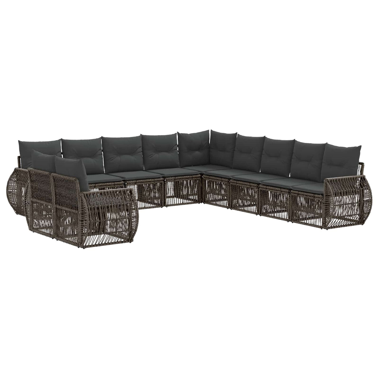 vidaXL Tuinbank Set 12 pcs Zwart en Crème Wit poly rattan