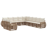 vidaXL Tuinbank Set 12 pcs Zwart en Crème Wit poly rattan