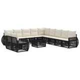 vidaXL Tuinbank Set 12 pcs Zwart en Crème Wit poly rattan