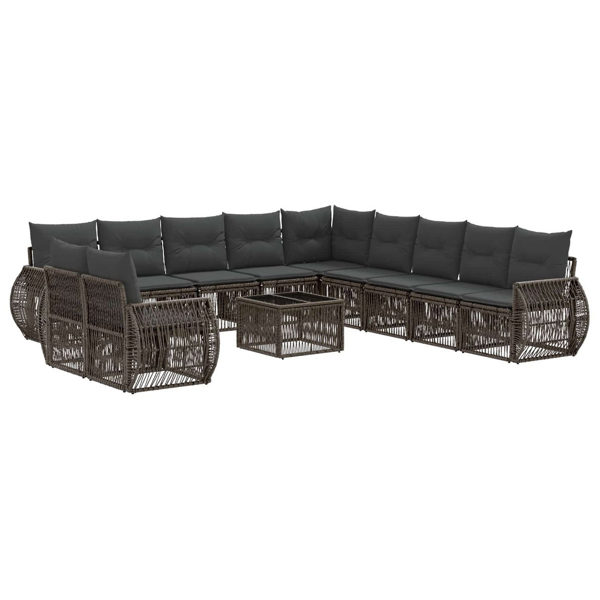 vidaXL Tuinbank Set 12 pcs Zwart en Crème Wit poly rattan