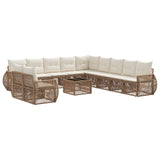 vidaXL Tuinbank Set 12 pcs Zwart en Crème Wit poly rattan