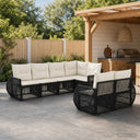 vidaXL Tuinbank Set 7 st 7-Aantal zitplaatsen Zwart en Crème Wit