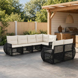 vidaXL Tuinbank Set 7 st 7-Aantal zitplaatsen Zwart en Crème Wit