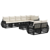 vidaXL Tuinbank Set 9 pcs Zwart en Crème Wit poly rattan