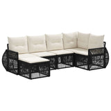 vidaXL Garden Lounge Set 7 pcs Black and Cream White poly rattan