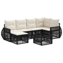 vidaXL Garden Lounge Set 7 pcs Black and Cream White poly rattan