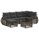 vidaXL Garden Lounge Set 7 pcs Black and Cream White poly rattan