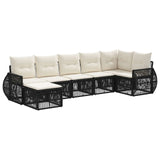 vidaXL Tuinbank Set 8 pcs Zwart en Crème Wit poly rattan