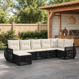 vidaXL Tuinbank Set 8 pcs Zwart en Crème Wit poly rattan