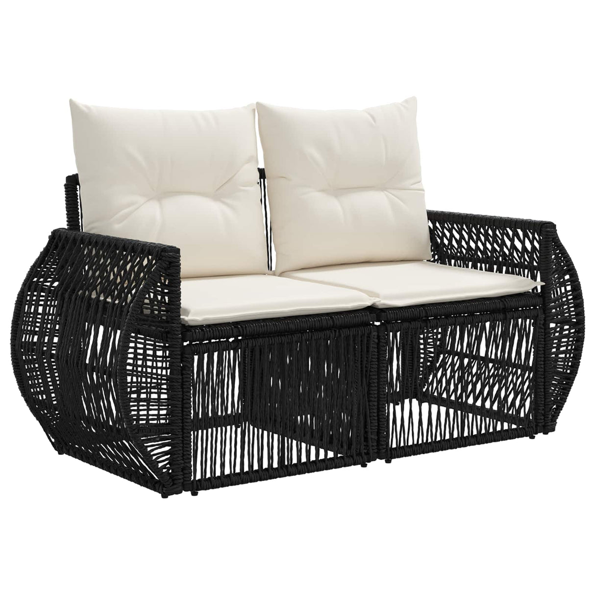 vidaXL Tuinbank Set 8 pcs Zwart en Crème Wit poly rattan