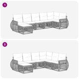 vidaXL Tuinbank Set 8 pcs Zwart en Crème Wit poly rattan