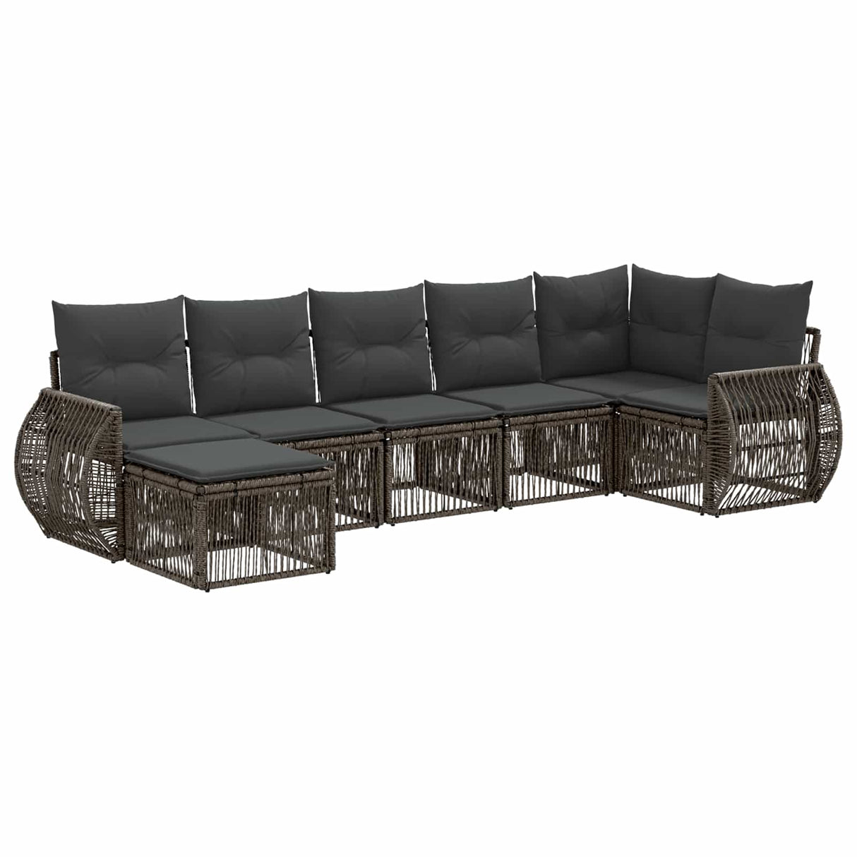 vidaXL Tuinbank Set 8 pcs Zwart en Crème Wit poly rattan
