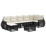 vidaXL Tuinbank Set 8 pcs Zwart en Crème Wit poly rattan