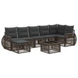 vidaXL Tuinbank Set 8 pcs Zwart en Crème Wit poly rattan