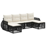 vidaXL Tuinbank Set 7 pcs Zwart en Crème Wit poly rattan