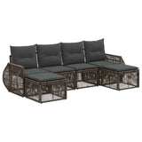 vidaXL Tuinbank Set 7 pcs Zwart en Crème Wit poly rattan
